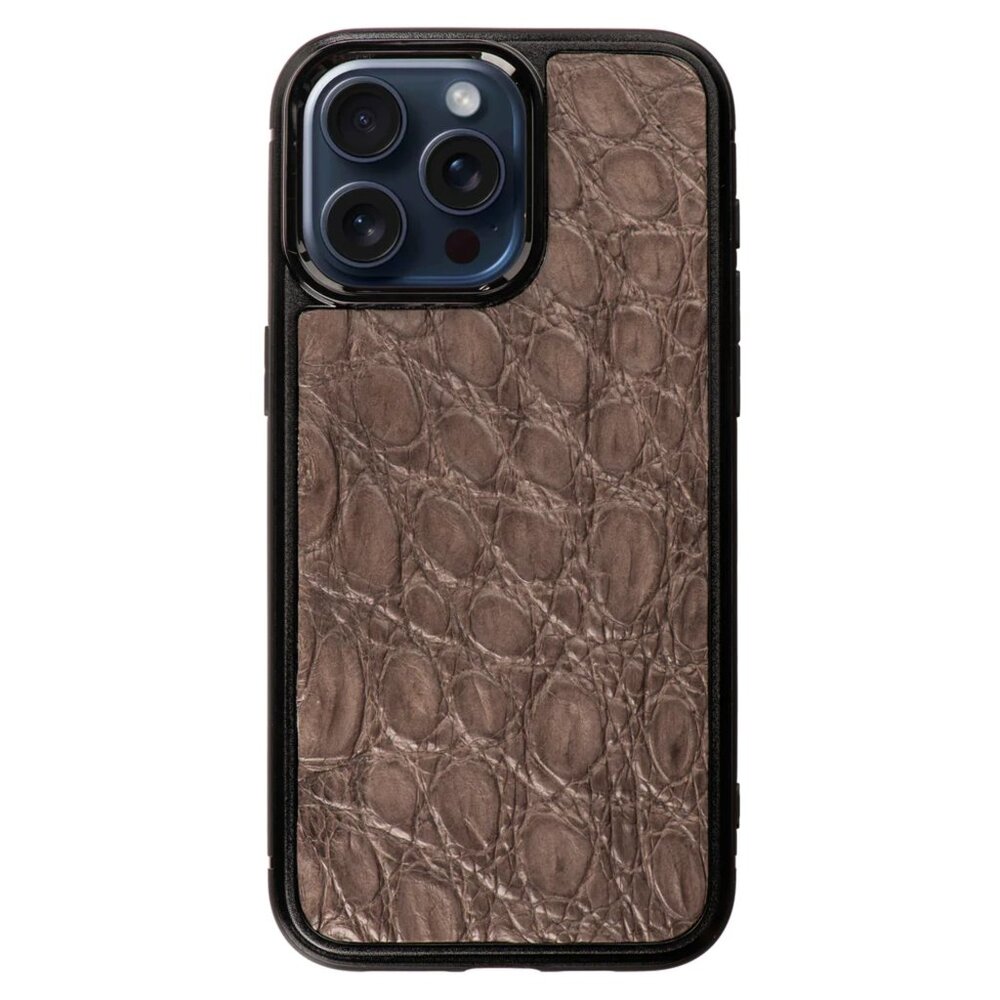 Limited Edition iPhone Iphone 15 Pro Max Case - Alligator Leather - Taupe Gray - Picture 1 of 4